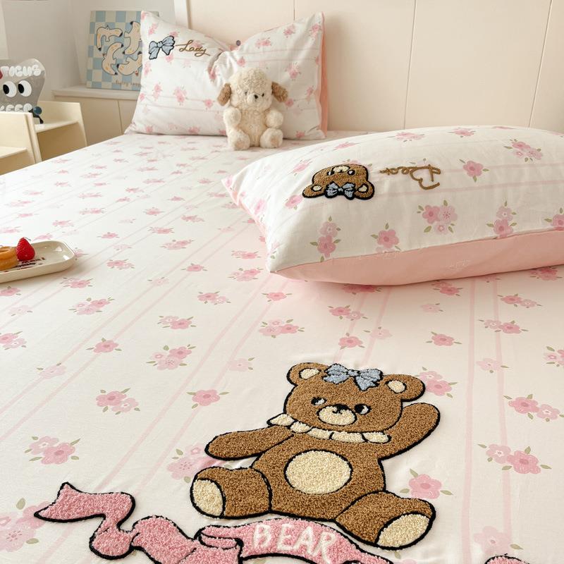 垫春床新款高支密全547棉纯棉绣花毛巾绣床枕笠全包套套两件套三