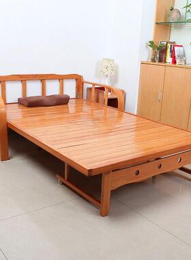 可折叠竹午沙发床客厅两用人双家用竹床64879单人简易床午休睡式