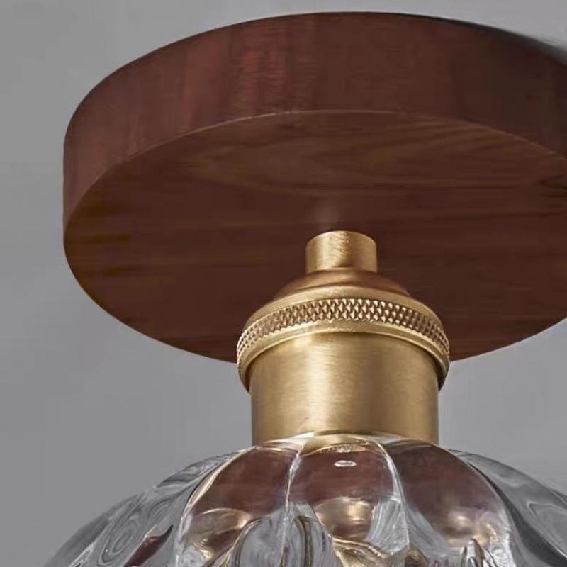 新IRK中式简过吸顶灯现代约胡道桃木玻璃玄关阳灯台走廊厨卫实木