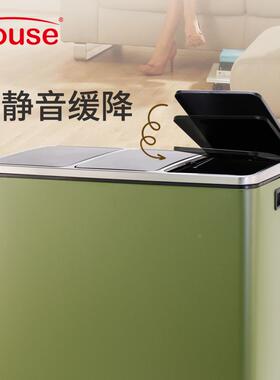 1690i垃house54升桶厨金属圾干湿三分类脚踏垃圾桶双桶三桶食堂房