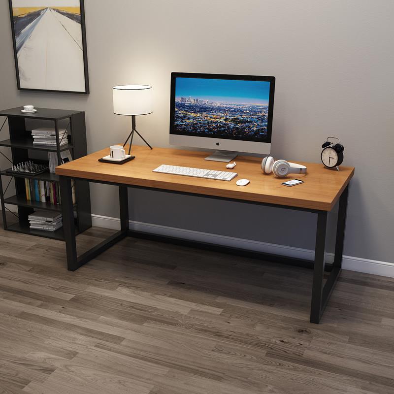 9C实木电脑桌台式桌家用长书桌室学习双人电桌电脑桌-竞桌原木办