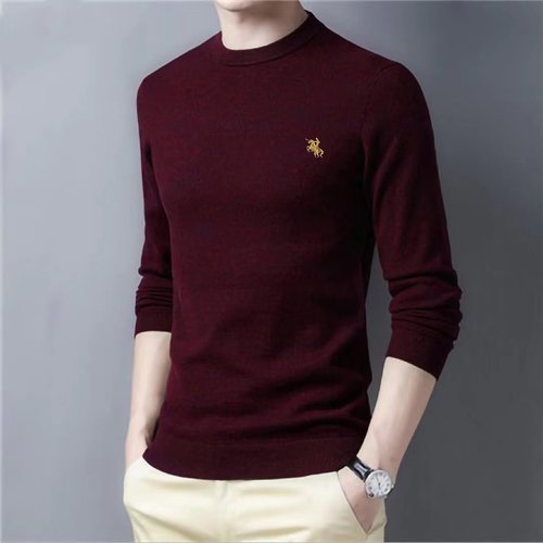 2025秋冬新款圆领情侣长袖毛衣打底衫