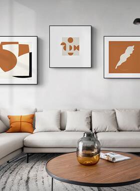 应和黄昏S-357现代简约橙色抽象装饰画暖系色术艺挂画正方形壁客