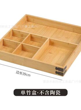 餐高颜日式意民值宿酒店商用家NNQ用早创分餐食盒木制托盘