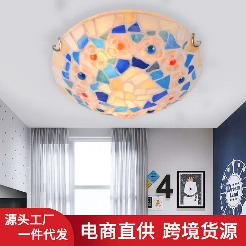 地中海彩色玻璃马赛克吸顶灯