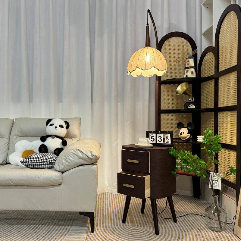 台古中落地灯卧室床物头柜一体灯918实木置茶几装饰客厅沙发旁氛