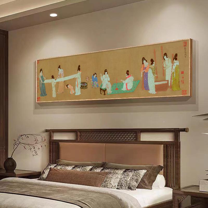 唐张萱捣练图仕女新中式茶室画挂图客厅房装饰画卧室85849画床头