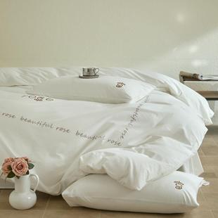 民宿风床品用四件套白色酒店公寓床单被套人单宿舍被褥枕上202518