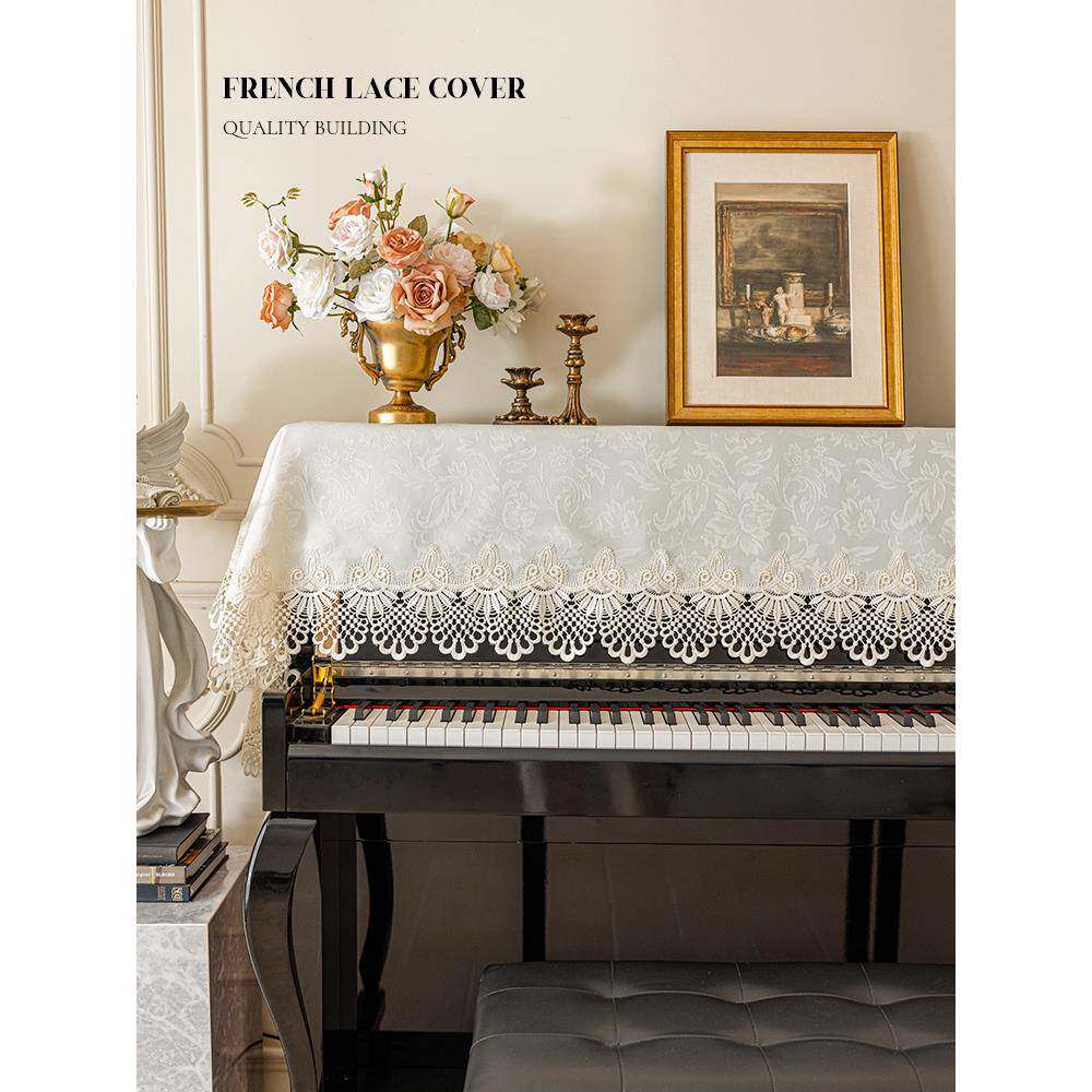 欧式钢防尘罩琴蕾丝祁桦制造琴布艺防盖布法式钢罩田园风钢琴盖尘