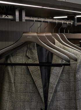 锦芙木质衣架帽大衣西服衣撑卧室CPX衣柜衣间黑色衣挂