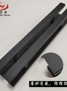 现代璃简约古时尚铺PNT加厚不锈钢黑色玻门拉手酒店商红铜色大门