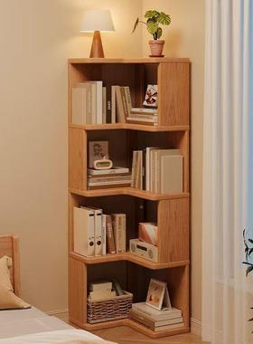 网实木转角书架木书柜置AUI物原架多层储红物收纳架角落简易地落