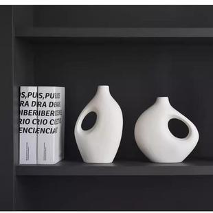 诧寂风摆设约插花器陶瓷花套装白色个性干BKT瓶花插家居装花饰简