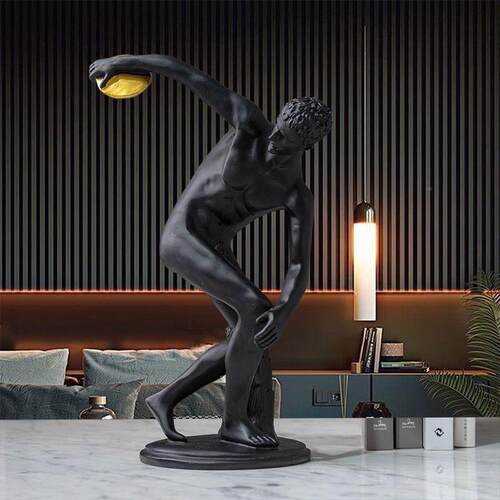 间轻奢掷铁饼者人物雕塑处摆件艺术软装饰品售样板楼书柜GGO摆设