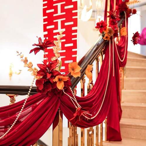 结楼梯扶手装饰别婚墅阳台创意拉花KCY花房卧室婚房婚新庆布置