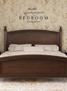 W*简美风乡村美简式木床现代约1.8M实双人床复古法式轻奢婚M9166