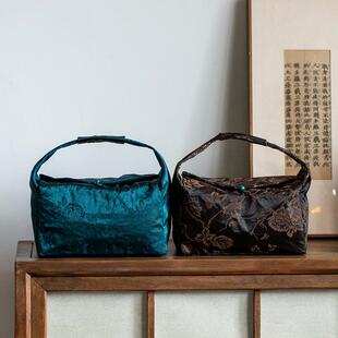 手工棉麻旅行茶具收纳包中式户外露营收纳袋便携式加厚手提茶事包