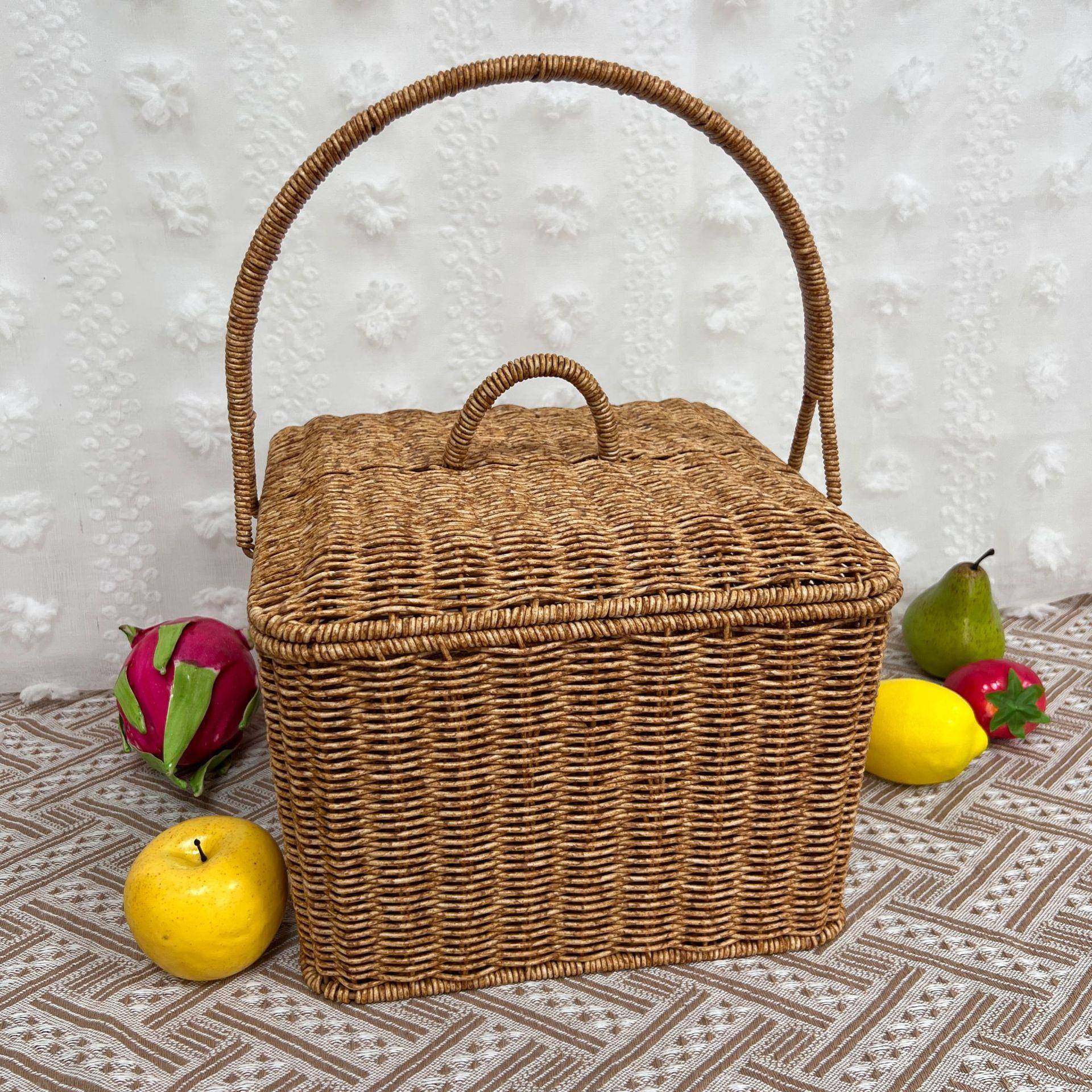 仿藤编户外野餐手提大号篮购物买菜篮大容量水果篮田园郊游摘果篮,纺织面料/辅料/配套,纺织机械配件,淘宝优惠券,粉丝福利购,淘宝优惠卷