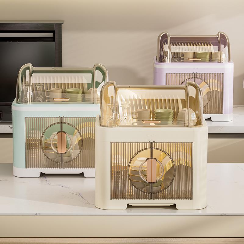 架家用筷厨房碗可沥水带盖双层功餐具碗柜1多能塑料碗收纳盒置物