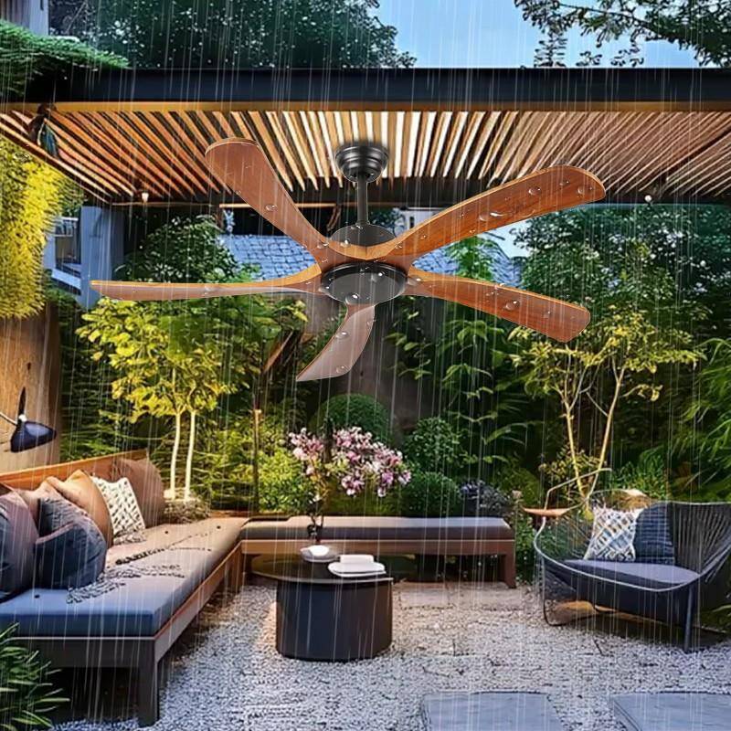 欧北厅实木大风力家918用客吊扇商用工复业古黑色风扇变频无灯电