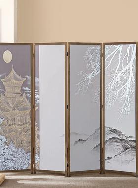 新中式居家办公屏LVSD3600风断客店厅厂家松木隔边框酒玄关可折叠