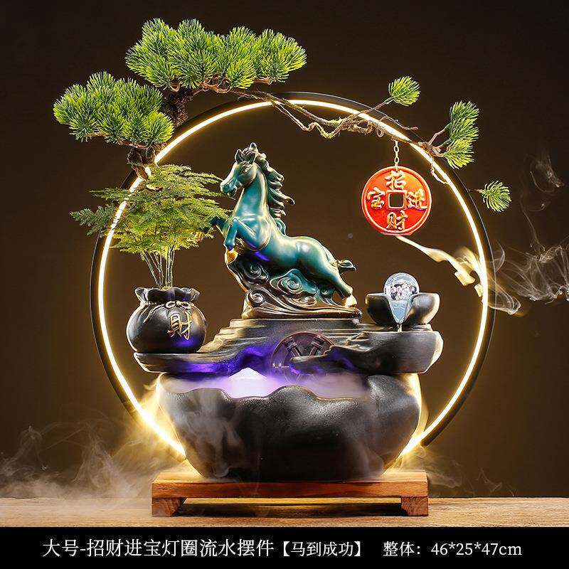 创意招财猫水客厅办装饰室摆件桌面循环水新流中式送礼开公DBG业