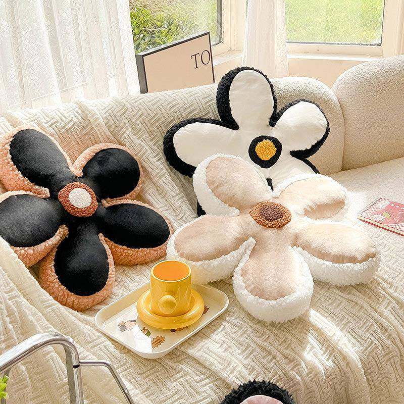 网花红朵觉BYP装饰抱枕客厅沙发五瓣花in靠s风枕头女生睡靠垫飘窗