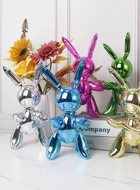 现代简约抽客电视BJ00037柜橱窗电镀象兔子摆件板房创意雕塑软装