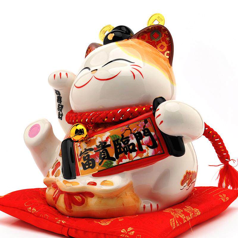 金石工坊正招财摆件版富贵临门财神开业中号猫SC53367陶瓷储蓄罐