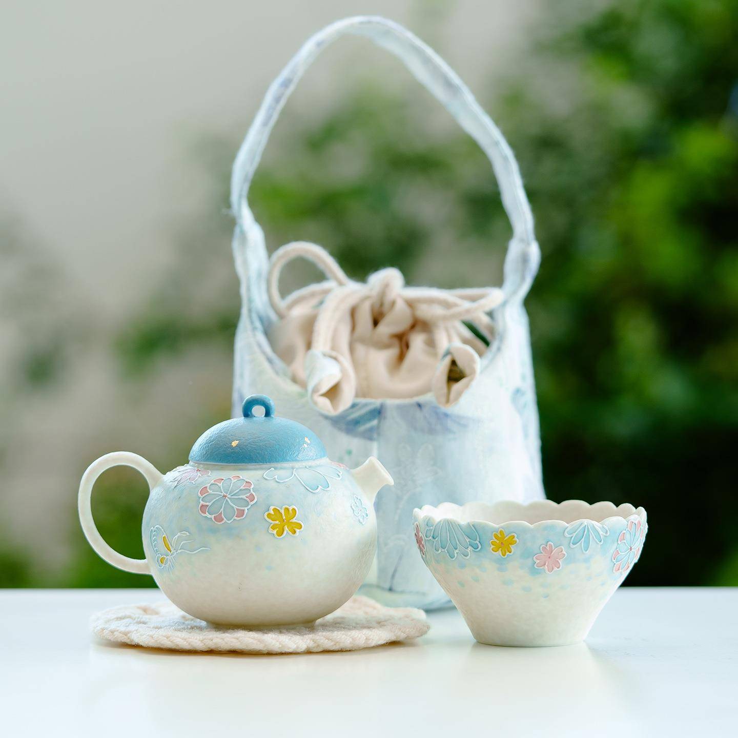 极素岩瓷矿白陶茶具套装便携快客杯一人式饮茶户外露25JS09-0营喝