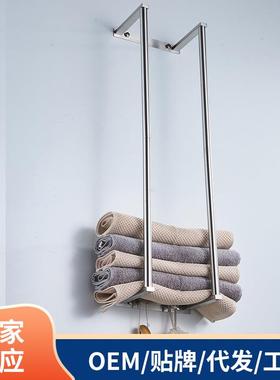 122A金属可拆卸浴室毛巾架带衣钩卫生间挂墙立式浴巾整理收纳架