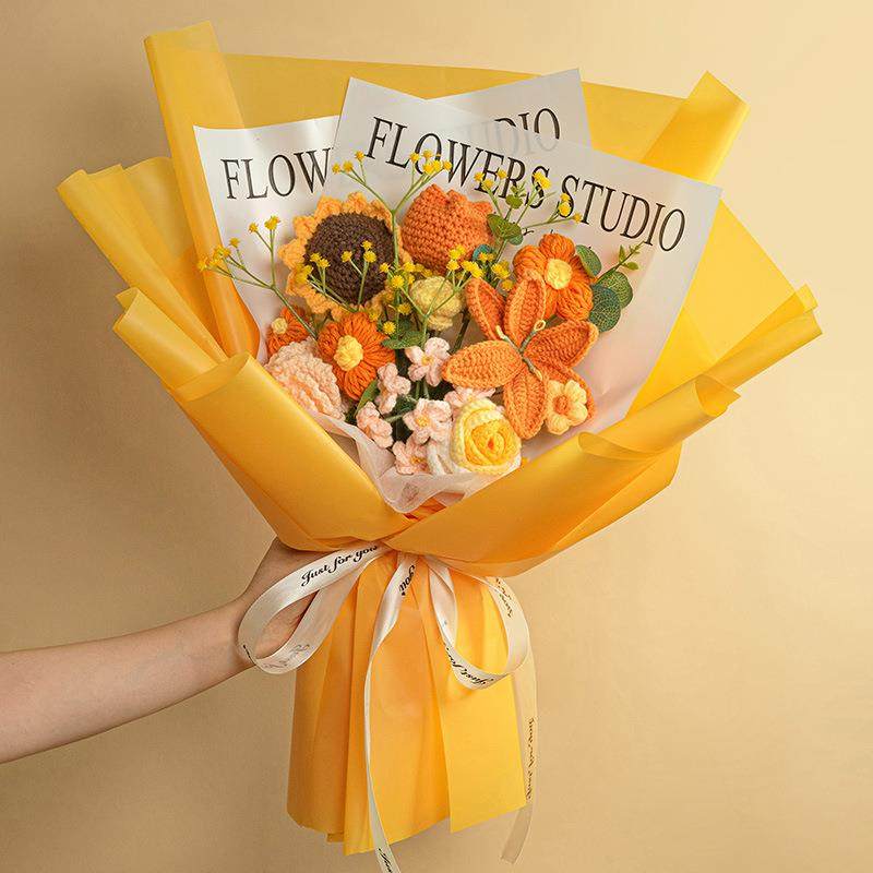 针织毛线花向日葵百束成节品向日葵束手工编织仿玫瑰百合钩织花真,鲜花速递/花卉仿真/绿植园艺,仿真花,淘宝优惠券,粉丝福利购,淘宝优惠卷