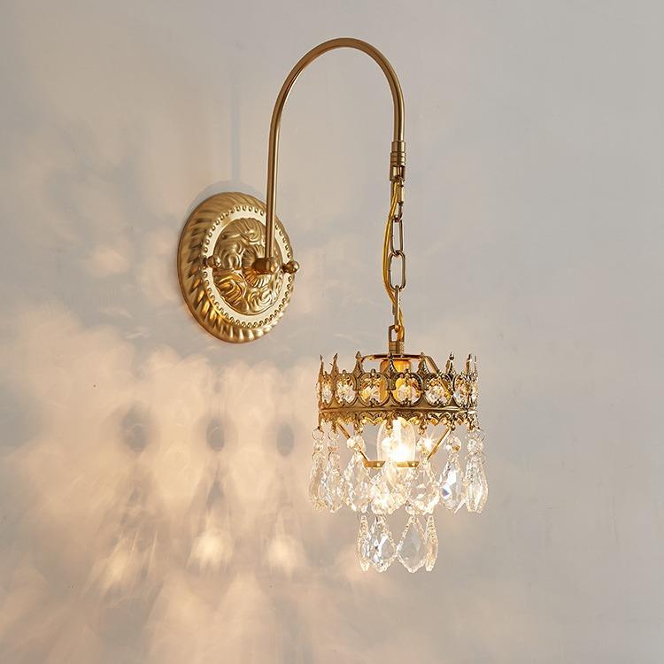 法式古典水晶晶861壁艺灯美式乡村铁轻厅奢卧室客过道床头水壁灯
