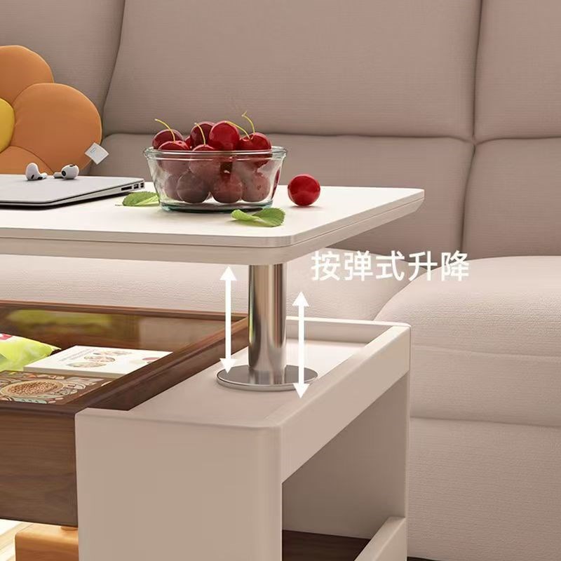 实木沙发小推车升降折r叠茶几多功能家用小户型客厅带轮移动茶几