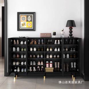 黑色鞋柜古风家用超门口薄鞋柜玄关复高级感UYB柜现代高端储物收