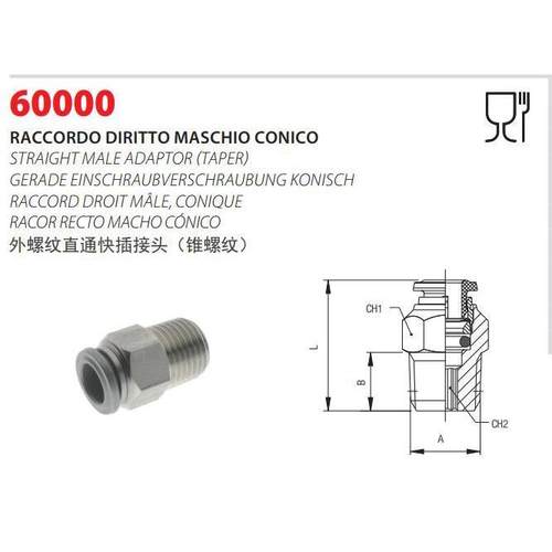 意大NL利安耐A60000GEP不锈钢316食品级外锥螺纹直通快插接头I600