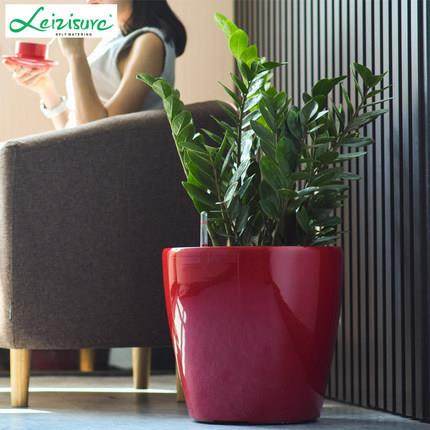 莱之秀懒厅人花圆形简约烤漆客盆落地料自动吸水懒3101N-31人塑花