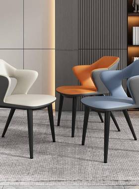 意式简餐椅20492子家用餐桌椅凳皮子靠背铁艺约扶手质休闲餐厅椅