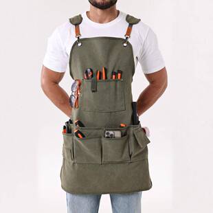 厚布多口袋工工具围裙防水复纳古多园林用收工匠复古工装防洁污帆
