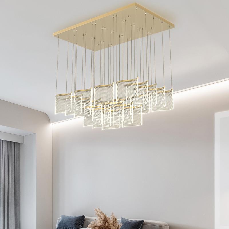 2灯025新款复灯楼大吊灯现代简约轻奢客式厅楼梯吊别墅中空餐9693