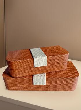 轻奢简居约皮质收纳盒子家关玄装饰盒衣帽间样板YBJJ105软间首饰