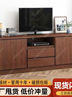 高款电视柜厅小户型落地简约现代储柜客卧室原木色物复古电LEJ视