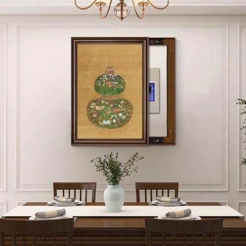 芦挂画葫古风电中表箱装饰画新ZNE中遮式复古福禄花瓶图配电箱挡