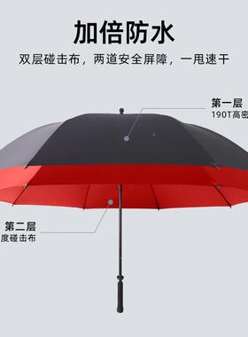 号双层长柄雨伞特大加大厚加加固抗暴风雨男三双人ZKU定制