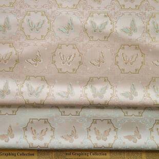 新风DX4358-2金丝中色蝴蝶旗袍混提花布式国马甲童装箱包装饰布