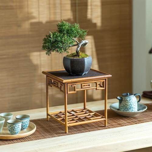 竹盆制景底座花几架架桌面置物小花紫砂茶壶文玩摆件66550412茶具