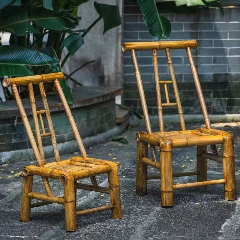 新中式竹椅子靠背椅手工竹编家用茶馆煮茶户外休闲庭院阳台椅竹凳