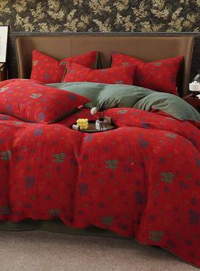 全棉双层纱布百福被套复古提纯棉色被织花20240721单双人罩四季上