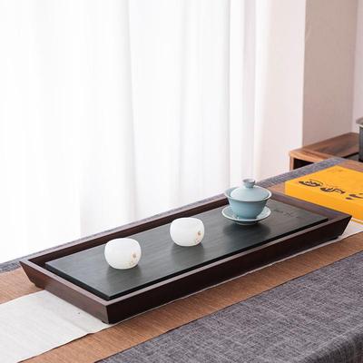 家用排水式茶重JM-QYZS竹茶竹盘大号长方形乌金石海简易干泡小号