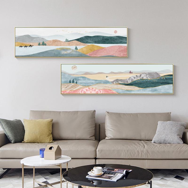 室床头装饰画景现代简sw73约横版酒店客厅壁挂新画清卧抽象风山水